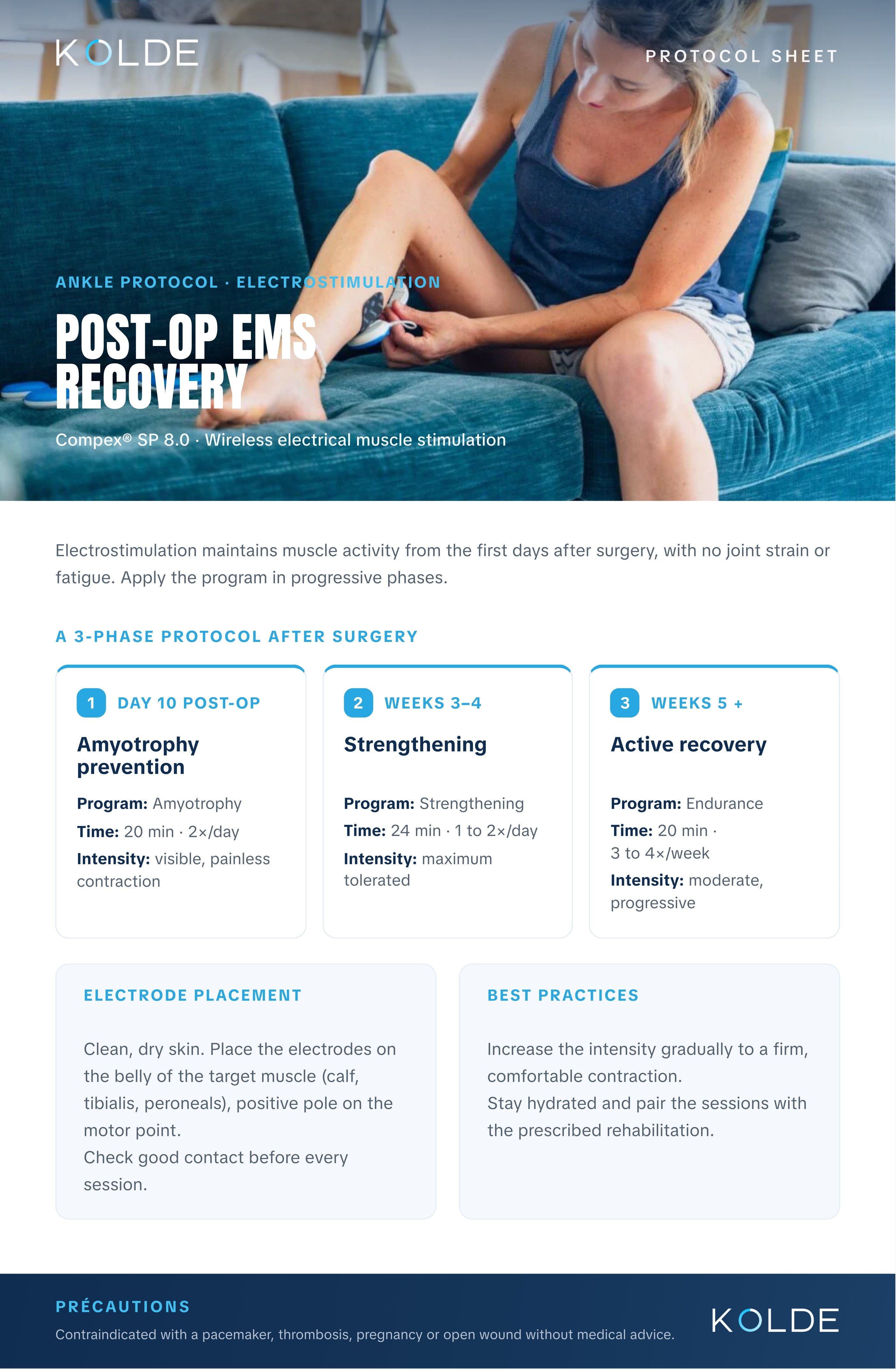 Ankle protocol, Compex after surgery