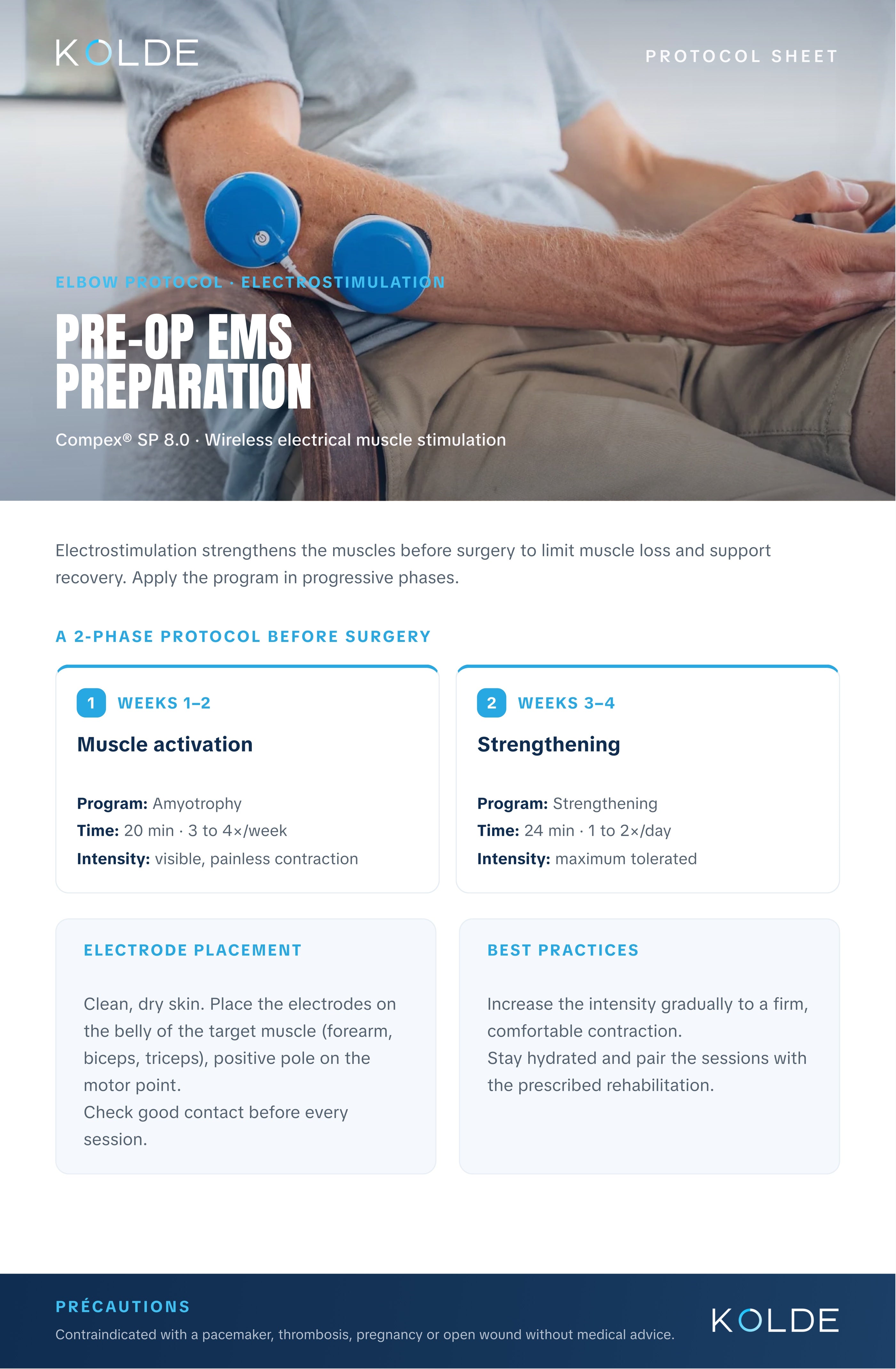Elbow protocol, Compex before surgery