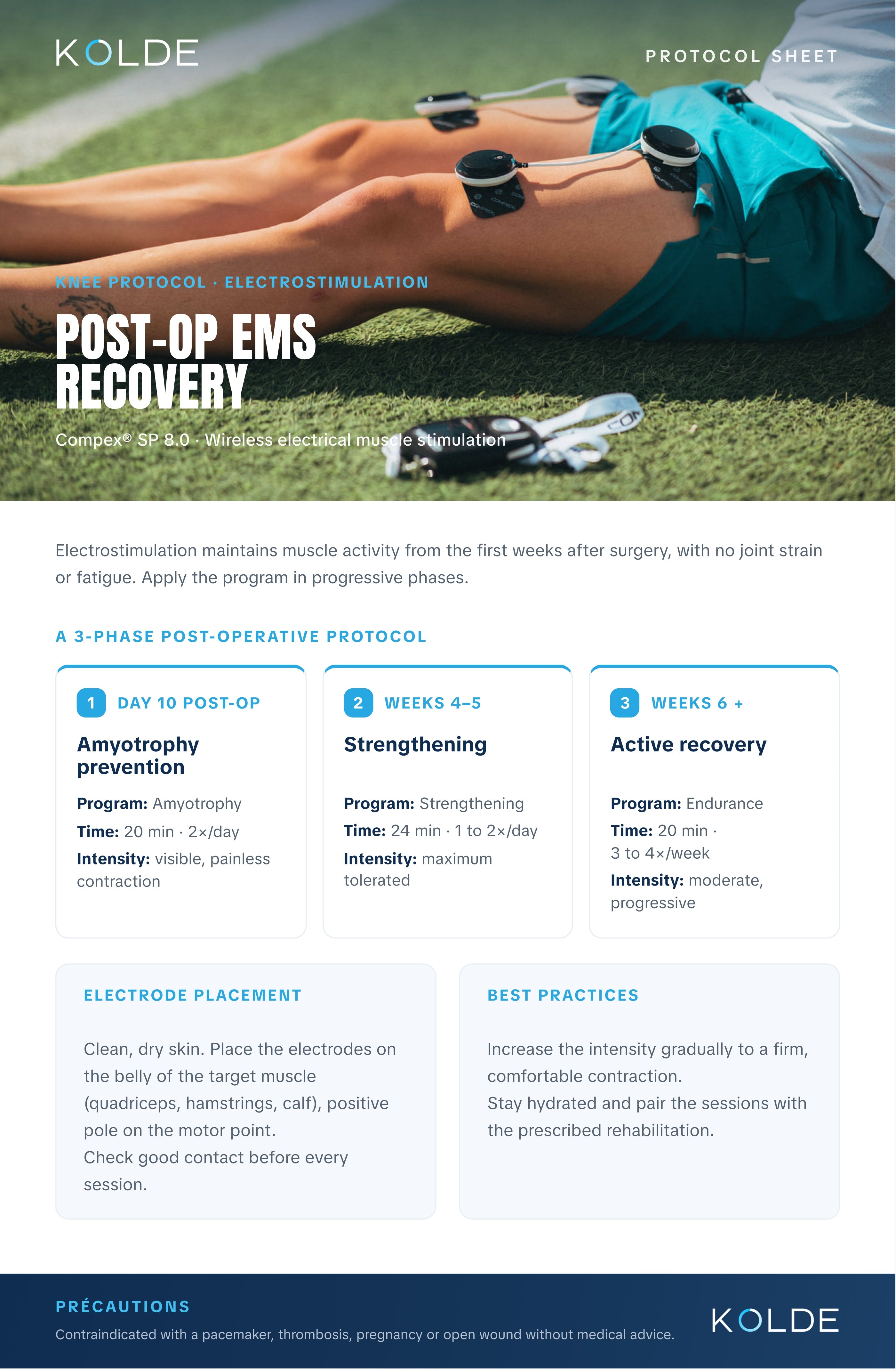 Knee protocol, Compex after surgery