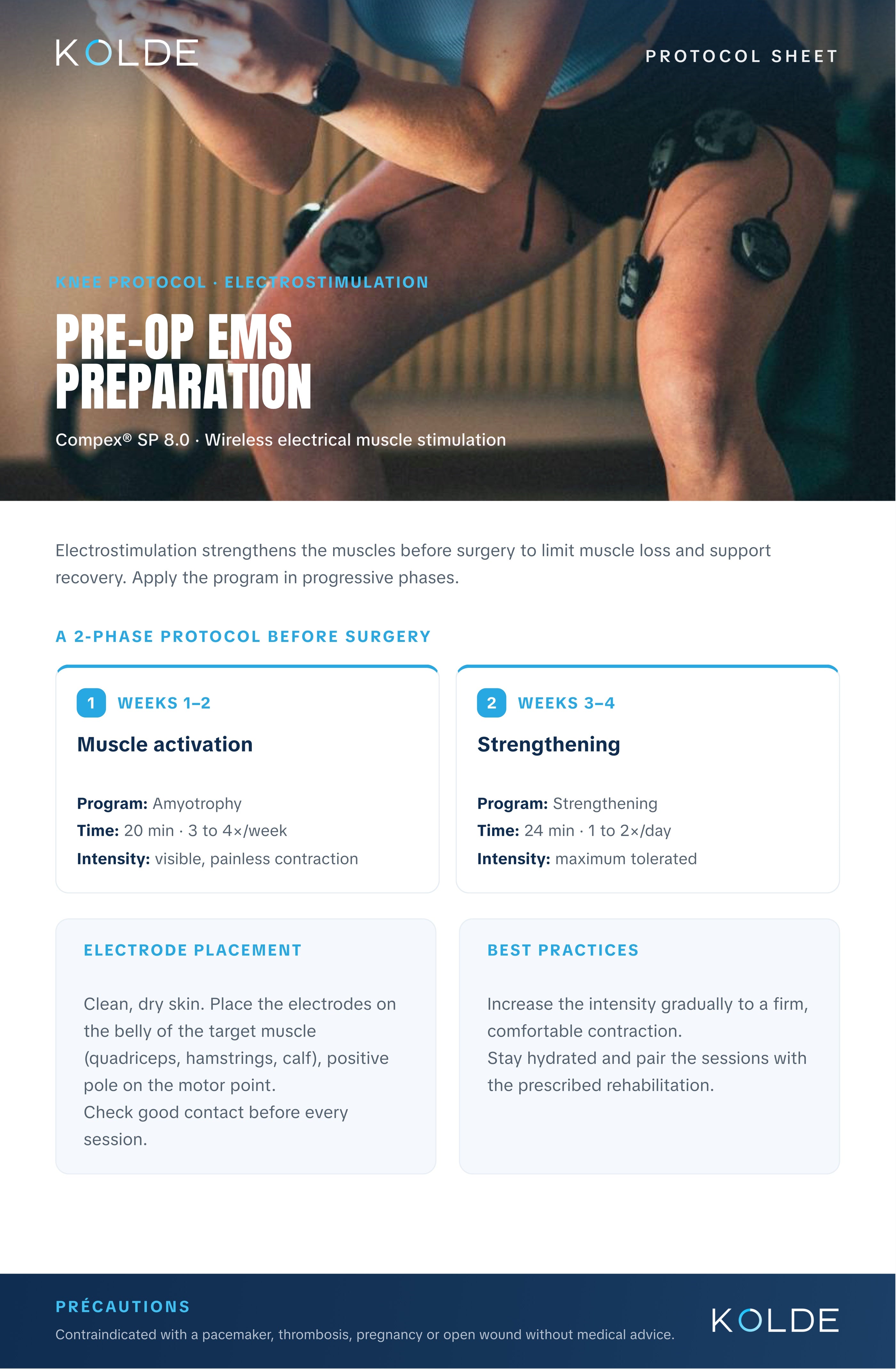 Knee protocol, Compex before surgery